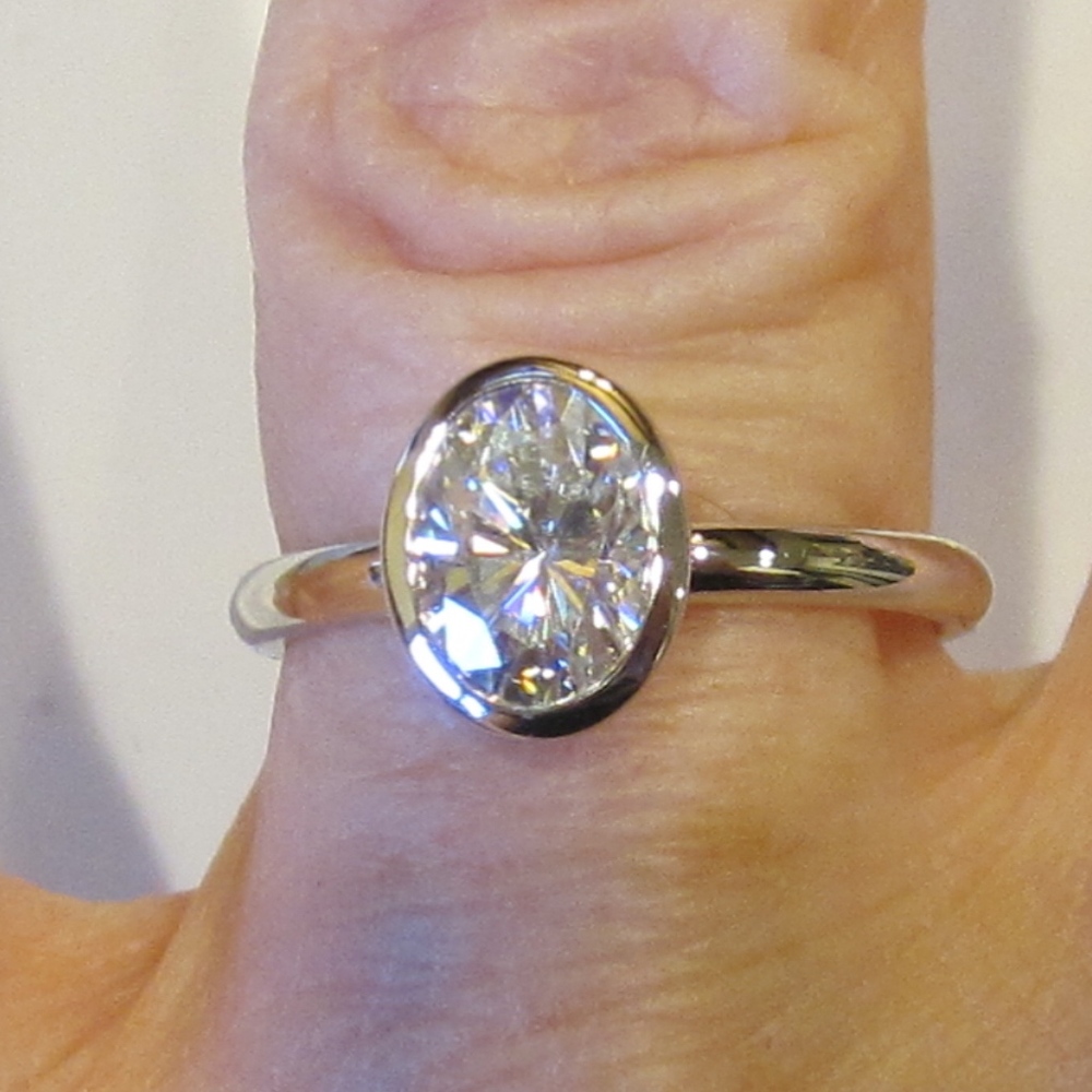 Custom Open Bezel Engagement Ring & Wedding Band